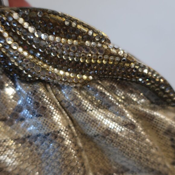 Womens Finesse La Model Silver Gray Cream Python Leather Clutch Handbag - Picture 8 of 14